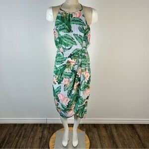 ❤️ Japna Tropical Leaf Print Midi Dress M
